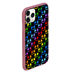 Чехол iPhone 11 Pro матовый Marshmello dj colors, цвет: 3D-малиновый — фото 2