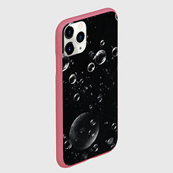 Чехол iPhone 11 Pro матовый Пузыри на черном фоне, цвет: 3D-малиновый — фото 2