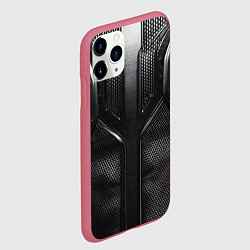 Чехол iPhone 11 Pro матовый Карбоновый байкер, цвет: 3D-малиновый — фото 2