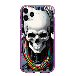 Чехол iPhone 11 Pro матовый Cool cyber skull - ai art fantasy