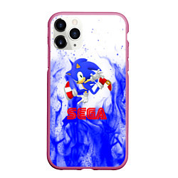 Чехол iPhone 11 Pro матовый Sonic flame blue, цвет: 3D-малиновый