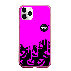 Чехол iPhone 11 Pro матовый Marshmello neon nasa, цвет: 3D-малиновый