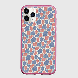 Чехол iPhone 11 Pro матовый Абстрактный паттерн: пятна и плывущие формы, цвет: 3D-малиновый
