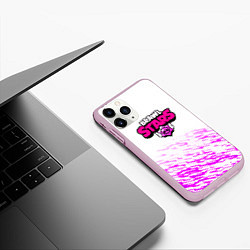 Чехол iPhone 11 Pro матовый Brawl stars neon texture, цвет: 3D-розовый — фото 2