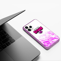 Чехол iPhone 11 Pro матовый Brawl stars neon texture, цвет: 3D-фиолетовый — фото 2