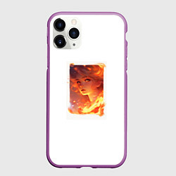 Чехол iPhone 11 Pro матовый Flame girl, цвет: 3D-фиолетовый