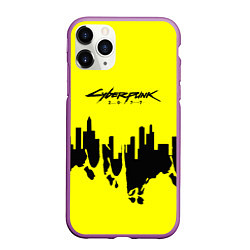 Чехол iPhone 11 Pro матовый Cyberpunk 2077 geometry yellow