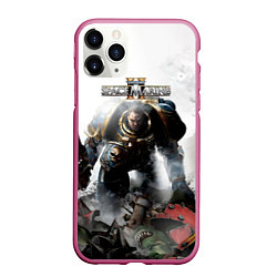 Чехол iPhone 11 Pro матовый Warhammer 40000 space marine 2 poster, цвет: 3D-малиновый