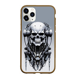 Чехол iPhone 11 Pro матовый Cool cyber skull - ai art fantasy