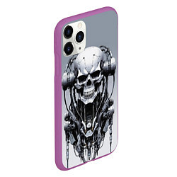 Чехол iPhone 11 Pro матовый Cool cyber skull - ai art fantasy, цвет: 3D-фиолетовый — фото 2