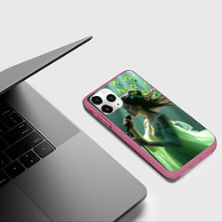 Чехол iPhone 11 Pro матовый Певица на сцене исполняет песню в свете прожекторо, цвет: 3D-малиновый — фото 2