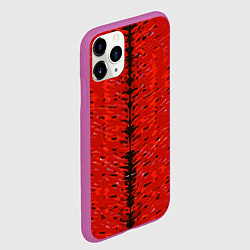 Чехол iPhone 11 Pro матовый Чёрная вертикальная полоса на красном фоне, цвет: 3D-фиолетовый — фото 2