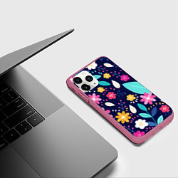 Чехол iPhone 11 Pro матовый Абстракция цветочный фон, цвет: 3D-малиновый — фото 2