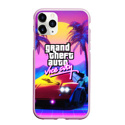 Чехол iPhone 11 Pro матовый Vice city retro wave Lambo