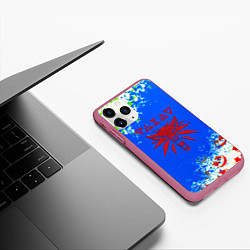 Чехол iPhone 11 Pro матовый The Witcher logo horror, цвет: 3D-малиновый — фото 2