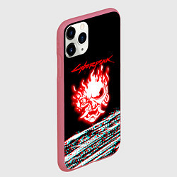 Чехол iPhone 11 Pro матовый Киберпанк 2077 огненное лого, цвет: 3D-малиновый — фото 2