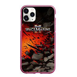 Чехол iPhone 11 Pro матовый Warhammer 40000 space marine 2 взрыв камней, цвет: 3D-малиновый