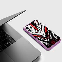 Чехол iPhone 11 Pro матовый Красное абстрактное лицо монстра, цвет: 3D-фиолетовый — фото 2