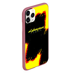 Чехол iPhone 11 Pro матовый Cyberpunk 2077 огненный стиль, цвет: 3D-малиновый — фото 2