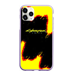 Чехол iPhone 11 Pro матовый Cyberpunk 2077 огненный стиль