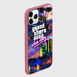 Чехол iPhone 11 Pro матовый GTA vice city коллаж, цвет: 3D-малиновый — фото 2
