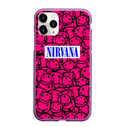 Чехол iPhone 11 Pro матовый Nirvana pink logo