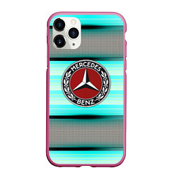 Чехол iPhone 11 Pro матовый Mercedes benz текстура карбон, цвет: 3D-малиновый