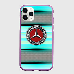Чехол iPhone 11 Pro матовый Mercedes benz текстура карбон, цвет: 3D-фиолетовый