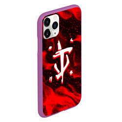 Чехол iPhone 11 Pro матовый Doom logo fire, цвет: 3D-фиолетовый — фото 2