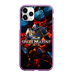 Чехол iPhone 11 Pro матовый Warhammer 40000 space marine 2 ультрамарин в броне, цвет: 3D-фиолетовый