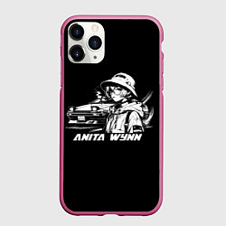 Чехол iPhone 11 Pro матовый Аниме девушка и trueno ae 86, цвет: 3D-малиновый