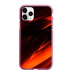 Чехол iPhone 11 Pro матовый Geometry orange stripes, цвет: 3D-малиновый