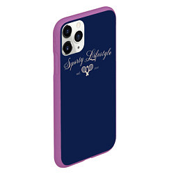 Чехол iPhone 11 Pro матовый Sporty lifestyle синий фон для тенниса, цвет: 3D-фиолетовый — фото 2