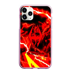 Чехол iPhone 11 Pro матовый Skyrim red storm logo