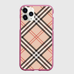 Чехол iPhone 11 Pro матовый Стильная клетка - шотландка, крупно, цвет: 3D-малиновый
