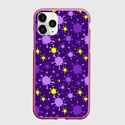 Чехол iPhone 11 Pro матовый Мелкие кляксы, цвет: 3D-малиновый