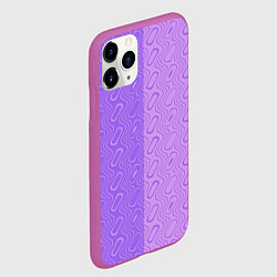 Чехол iPhone 11 Pro матовый Фиолетовые и розовые волны, цвет: 3D-фиолетовый — фото 2