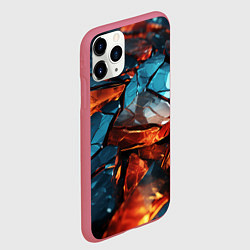 Чехол iPhone 11 Pro матовый Разломленные камни с янтарным свечением, цвет: 3D-малиновый — фото 2
