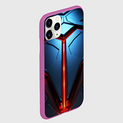 Чехол iPhone 11 Pro матовый Разлом плит под углом с красным светом, цвет: 3D-фиолетовый — фото 2