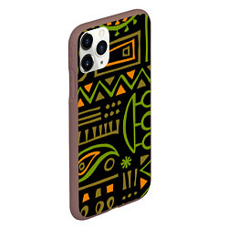 Чехол iPhone 11 Pro матовый Abstract ethnic theme, цвет: 3D-коричневый — фото 2