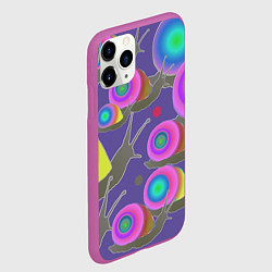 Чехол iPhone 11 Pro матовый Разноцветные улитки - паттерн с градиентом, цвет: 3D-фиолетовый — фото 2
