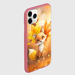 Чехол iPhone 11 Pro матовый Лисица и осенние листья, цвет: 3D-малиновый — фото 2
