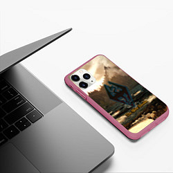 Чехол iPhone 11 Pro матовый Skyrim logo природа, цвет: 3D-малиновый — фото 2