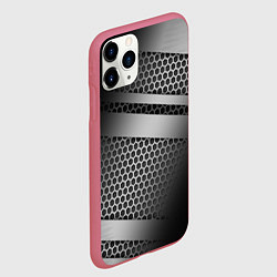 Чехол iPhone 11 Pro матовый Карбоновая текстура хром, цвет: 3D-малиновый — фото 2