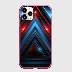 Чехол iPhone 11 Pro матовый Геометрический тоннель из треугольников, цвет: 3D-малиновый