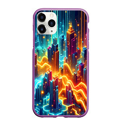 Чехол iPhone 11 Pro матовый Neon metropolis - vaporwave, цвет: 3D-фиолетовый