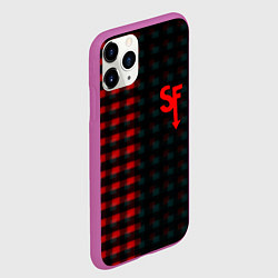 Чехол iPhone 11 Pro матовый Sally face текстура глитч, цвет: 3D-фиолетовый — фото 2