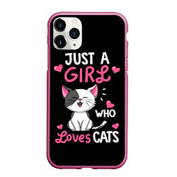 Чехол iPhone 11 Pro матовый Just a girl - who loves cats