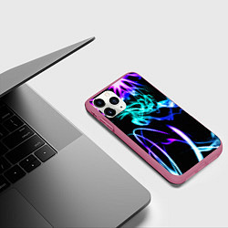 Чехол iPhone 11 Pro матовый Неоновый дым текстура, цвет: 3D-малиновый — фото 2
