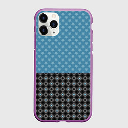 Чехол iPhone 11 Pro матовый Комбинированный синий со звездами узор, цвет: 3D-фиолетовый
